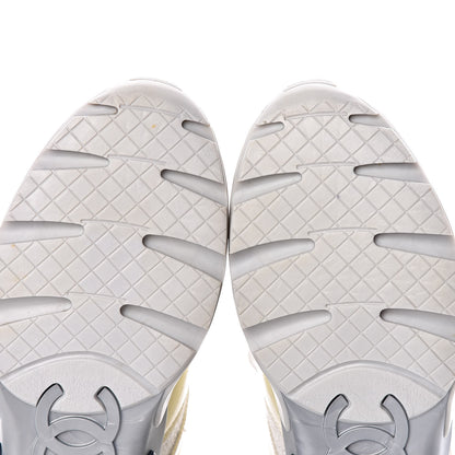 Chanel Iridescent Terry Cloth PVC Calfskin Sneakers 37.5 Silver 10 of 10