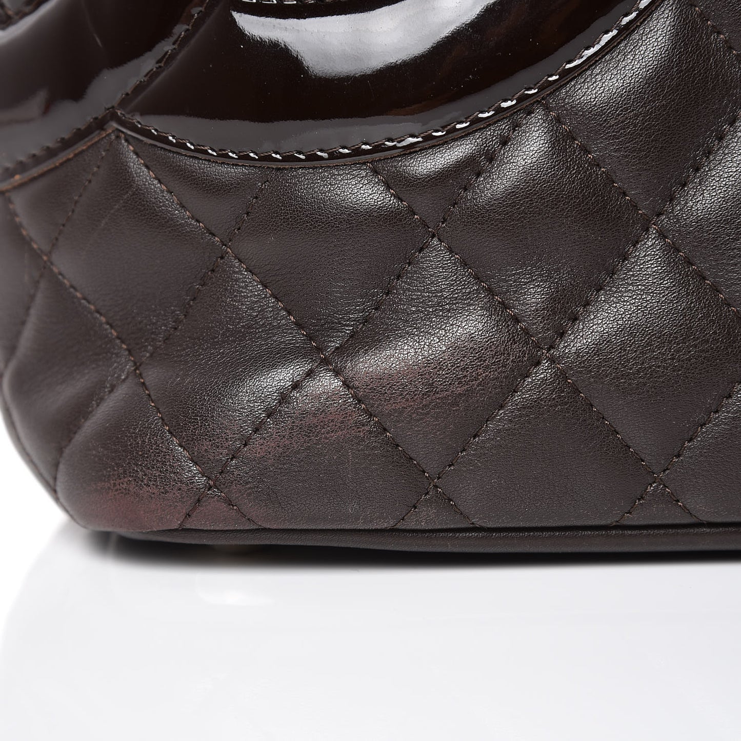 Calfskin Quilted Large Cambon Tote Brown