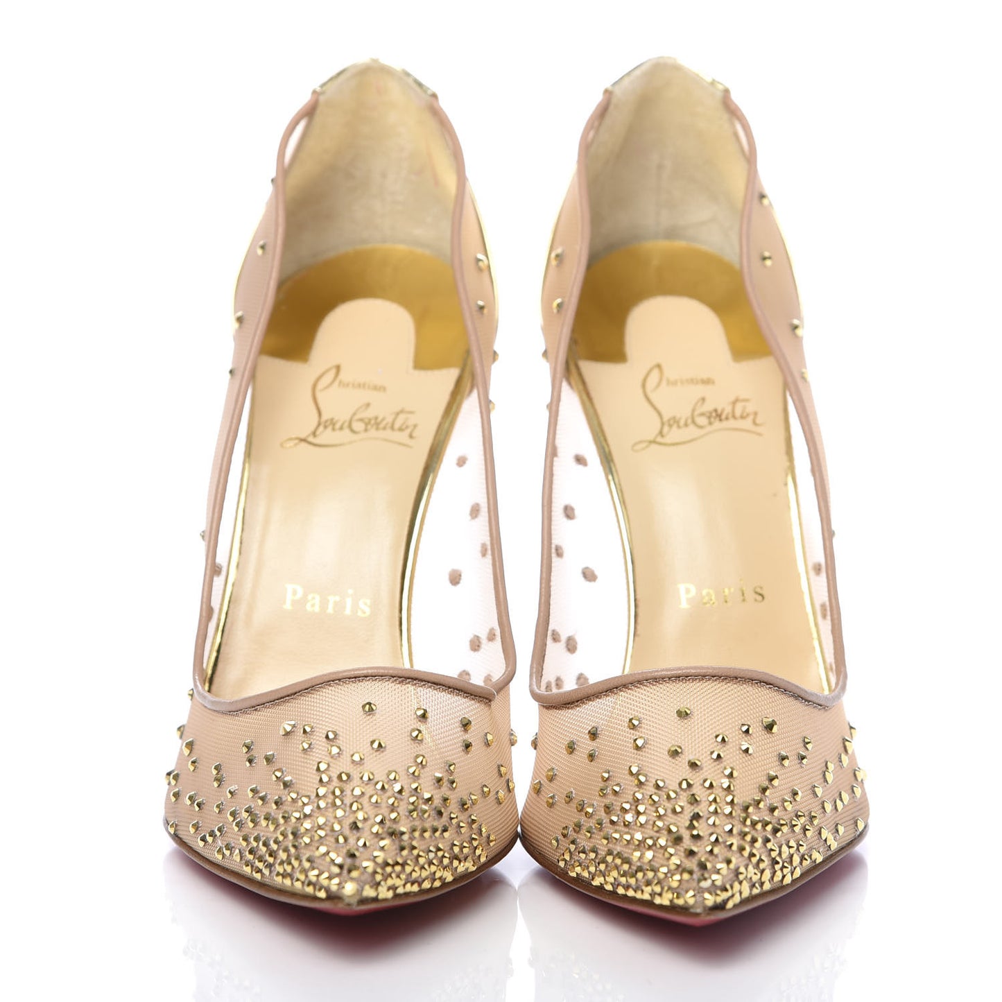 Rete Specchio Crystal Strass Follies 100 Pumps 38.5 Gold