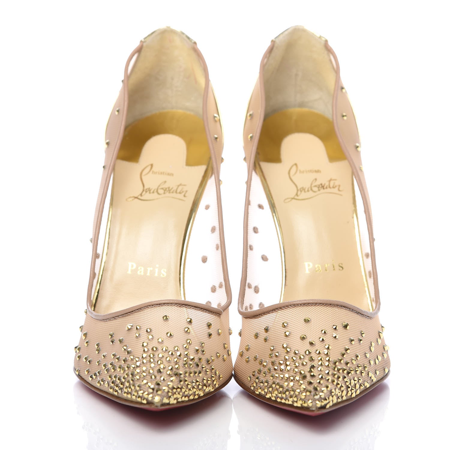 Christian Louboutin Rete Specchio Crystal Strass Follies 100 Pumps 38.5 Gold 2 of 8