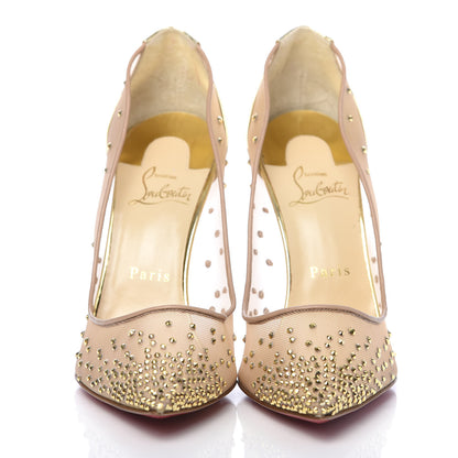 Christian Louboutin Rete Specchio Crystal Strass Follies 100 Pumps 38.5 Gold 2 of 8