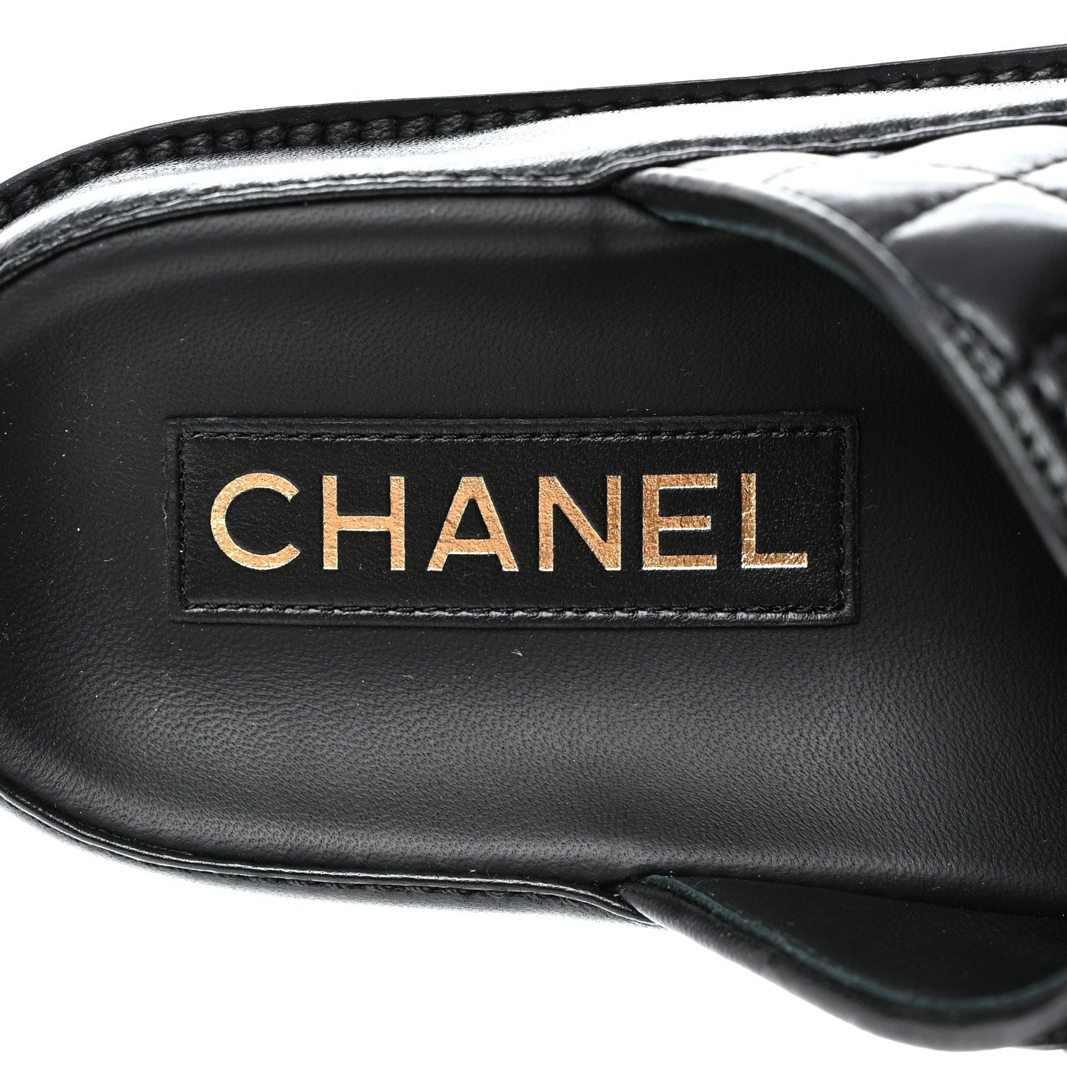 Chanel Lambskin Quilted Velcro Dad Chain CC Slide Sandals 37 Black 6 of 11