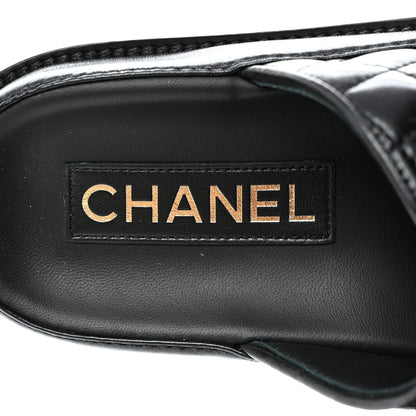 Chanel Lambskin Quilted Velcro Dad Chain CC Slide Sandals 37 Black 6 of 11