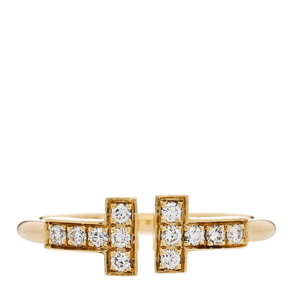 Tiffany 18K Yellow Gold Diamond T Wire Ring 50 5.5 1 of 5