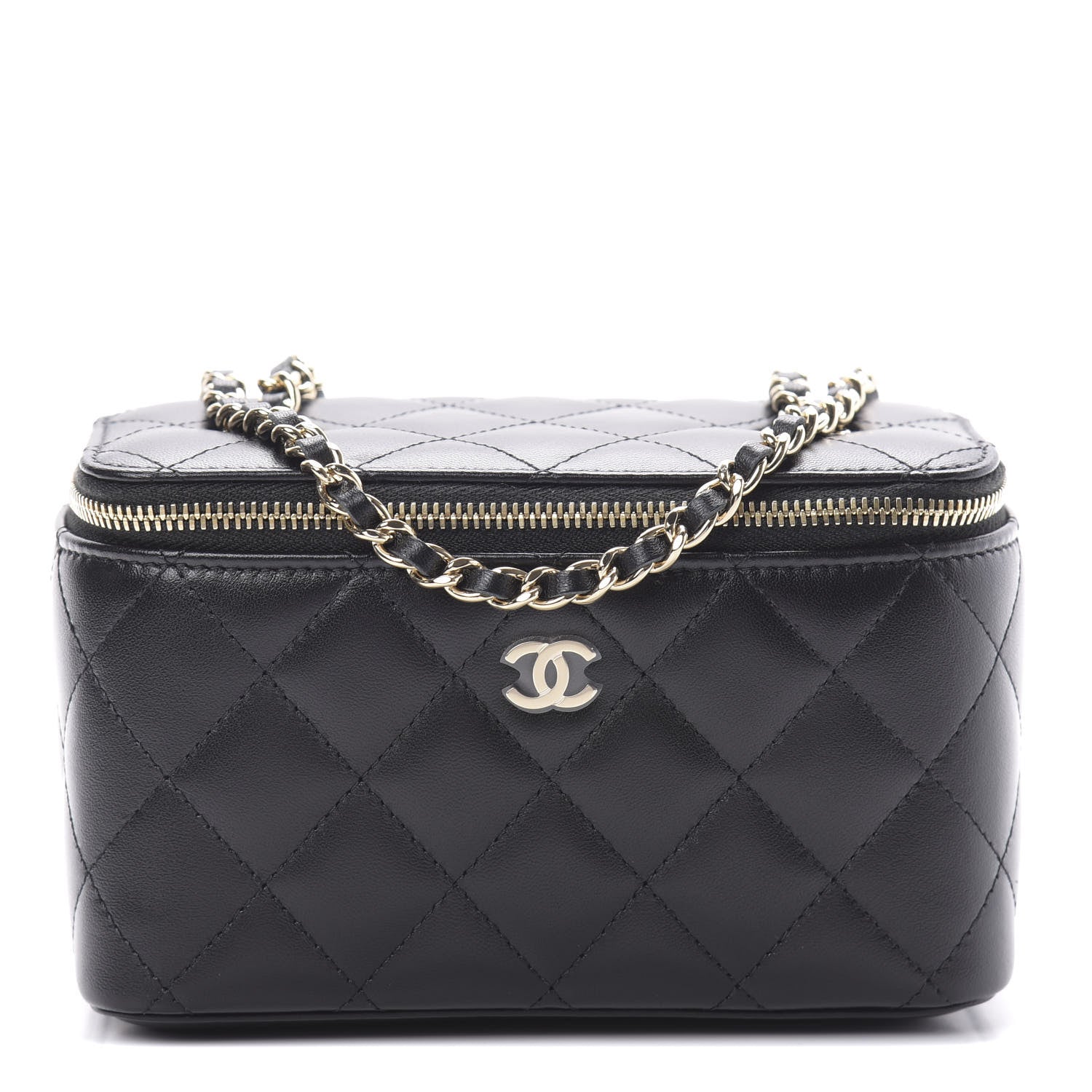 Chanel Lambskin Quilted Small Vanity Case With Chain Black 1 of 11
