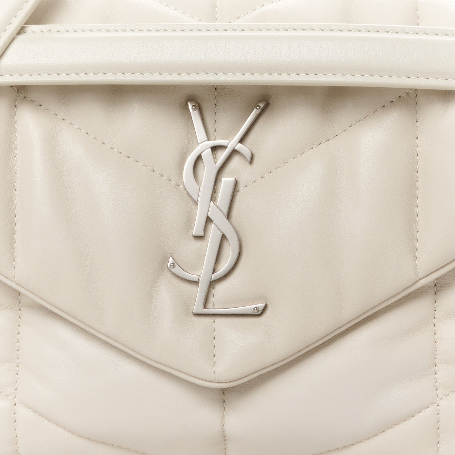 Saint Laurent Lambskin Quilted Small Loulou Puffer Monogram Chain Satchel Crema Soft 8 of 10