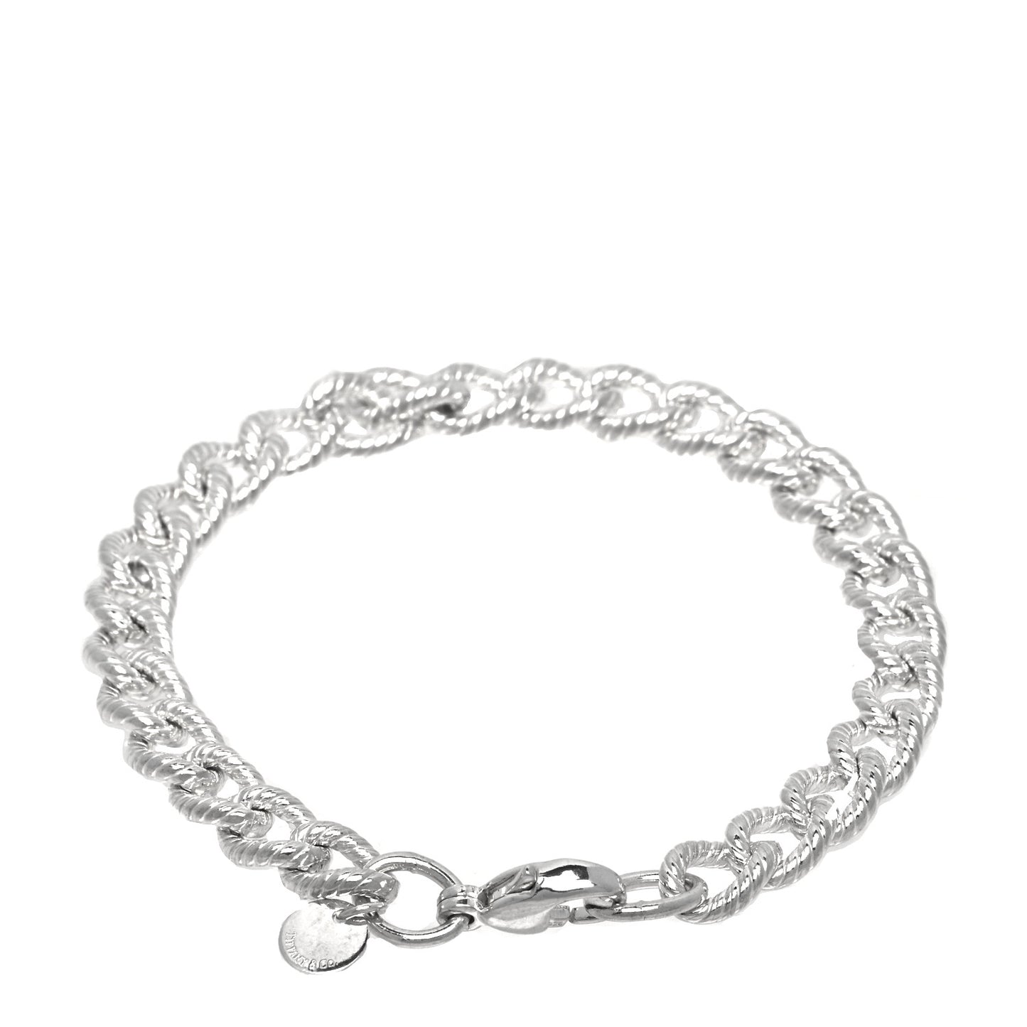Sterling Silver Twisted Oval Link Bracelet