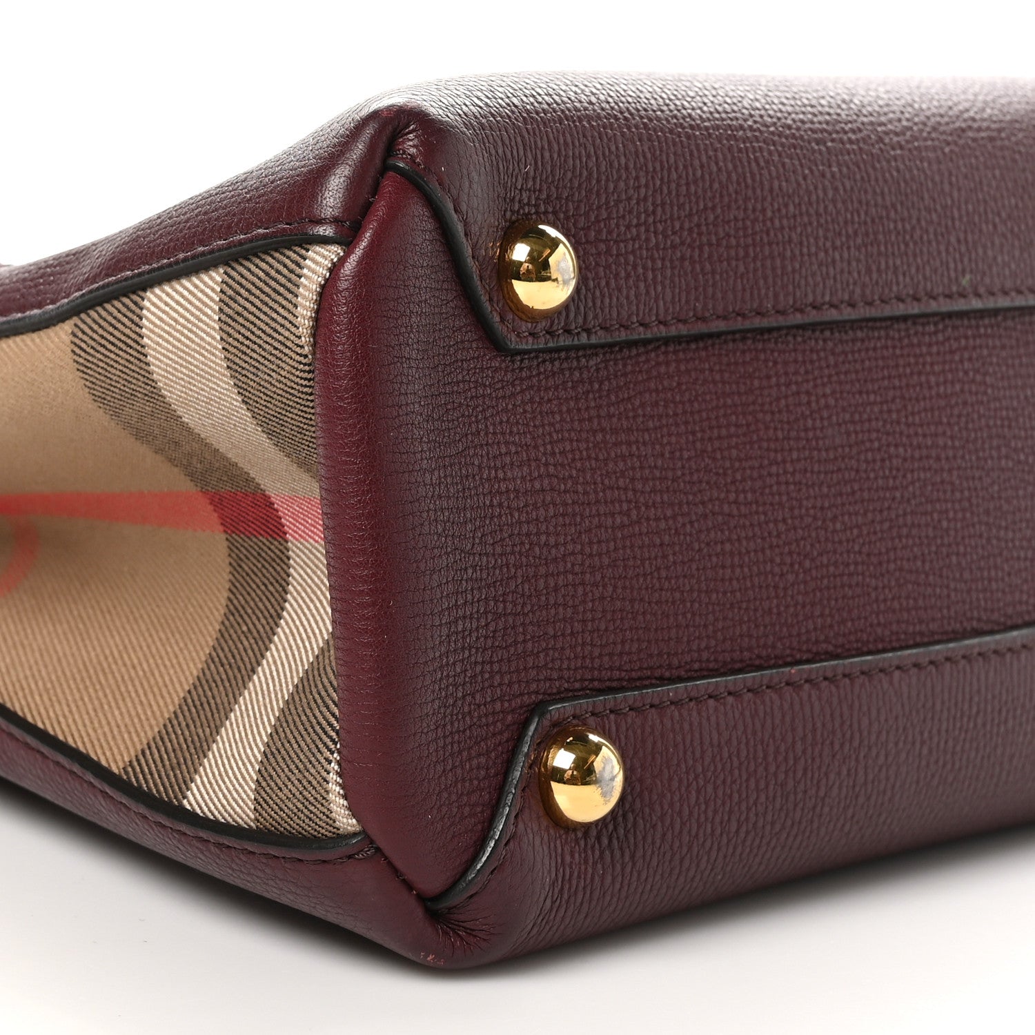 Burberry Derby Calfskin House Check Small Bi-Color Mahogany Red 8 of 10