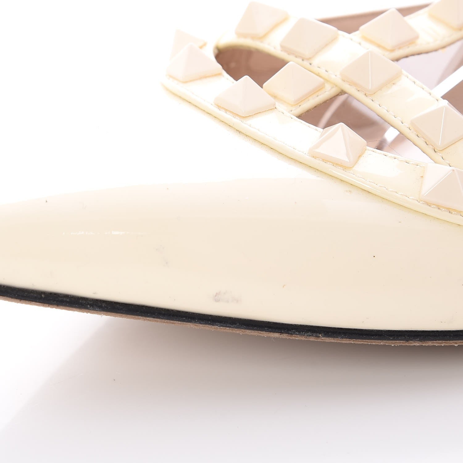 Valentino Garavani Patent Monochrome Rockstud Cage Ballerina Flats 39 Ivory 9 of 15