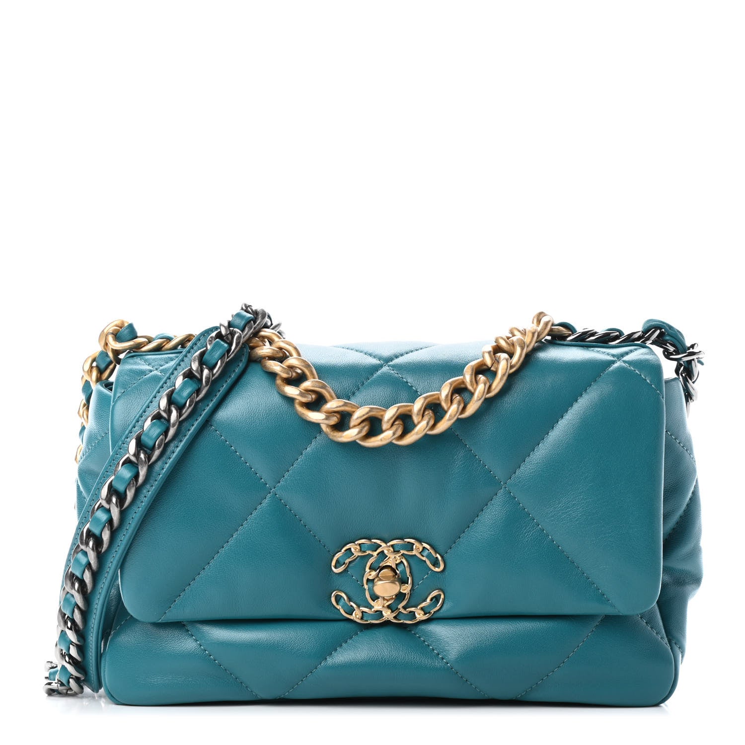 Chanel Lambskin Quilted Medium Chanel 19 Flap Green 1 of 6