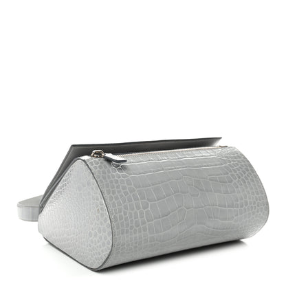Givenchy Calfskin Crocodile Embossed Medium Pandora Box Crossbody Bag Grey 4 of 15