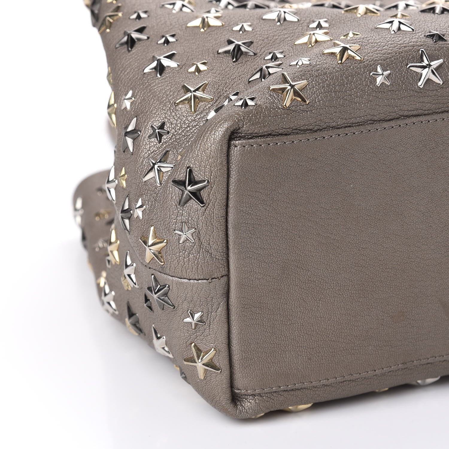 Jimmy Choo Metallic Calfskin Small Sofia Star Studded Tote Grey 6 of 10