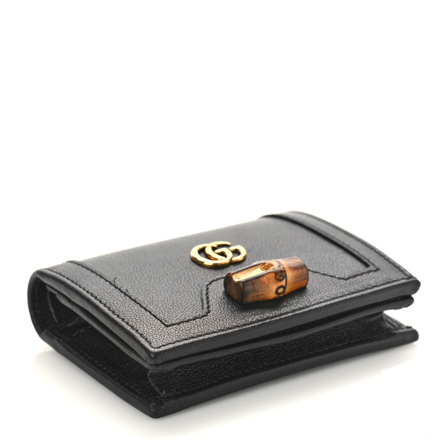 Wonka Grain Calfskin Diana Card Case Wallet Black