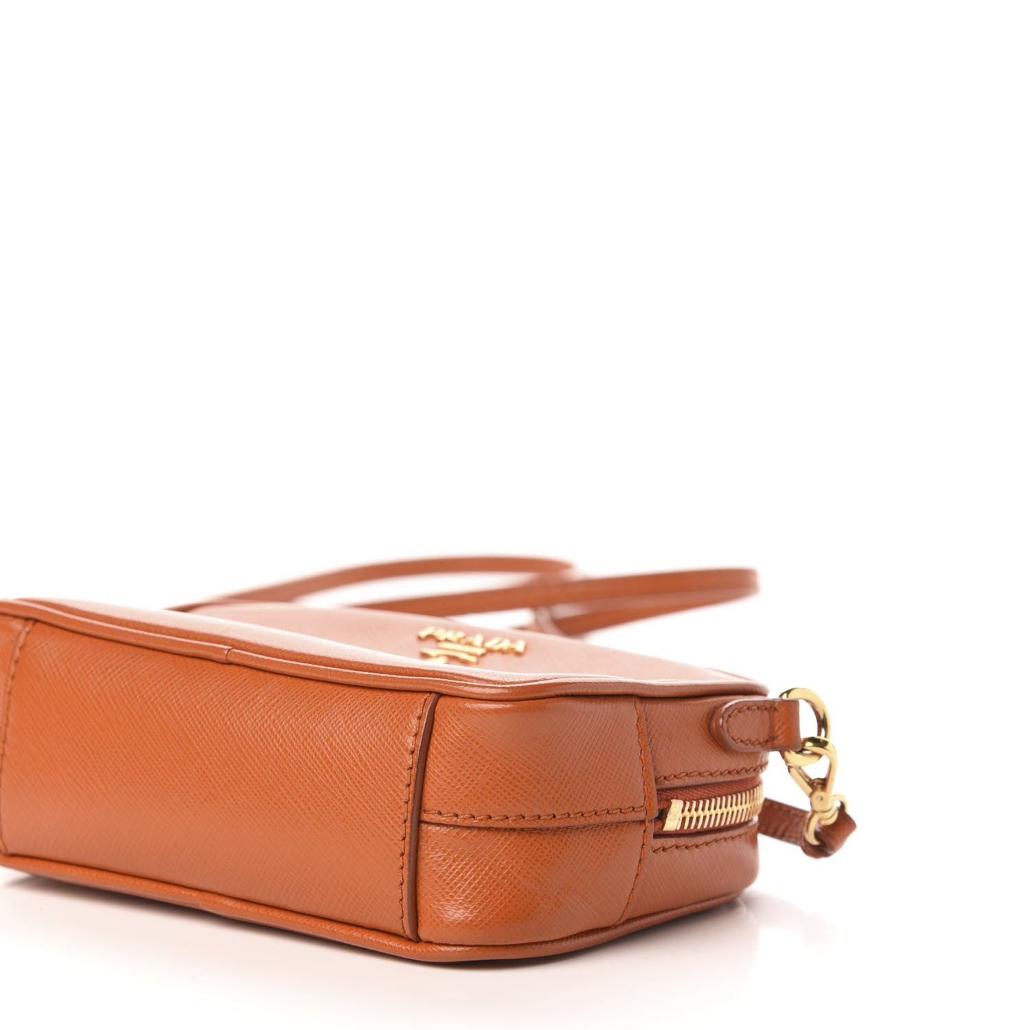 Prada Saffiano Mini Camera Crossbody Bag Papaya 9 of 10