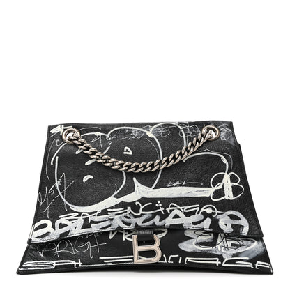 Balenciaga Agneau Arena Graffiti Medium Crush Chain Bag Black White 1 of 11