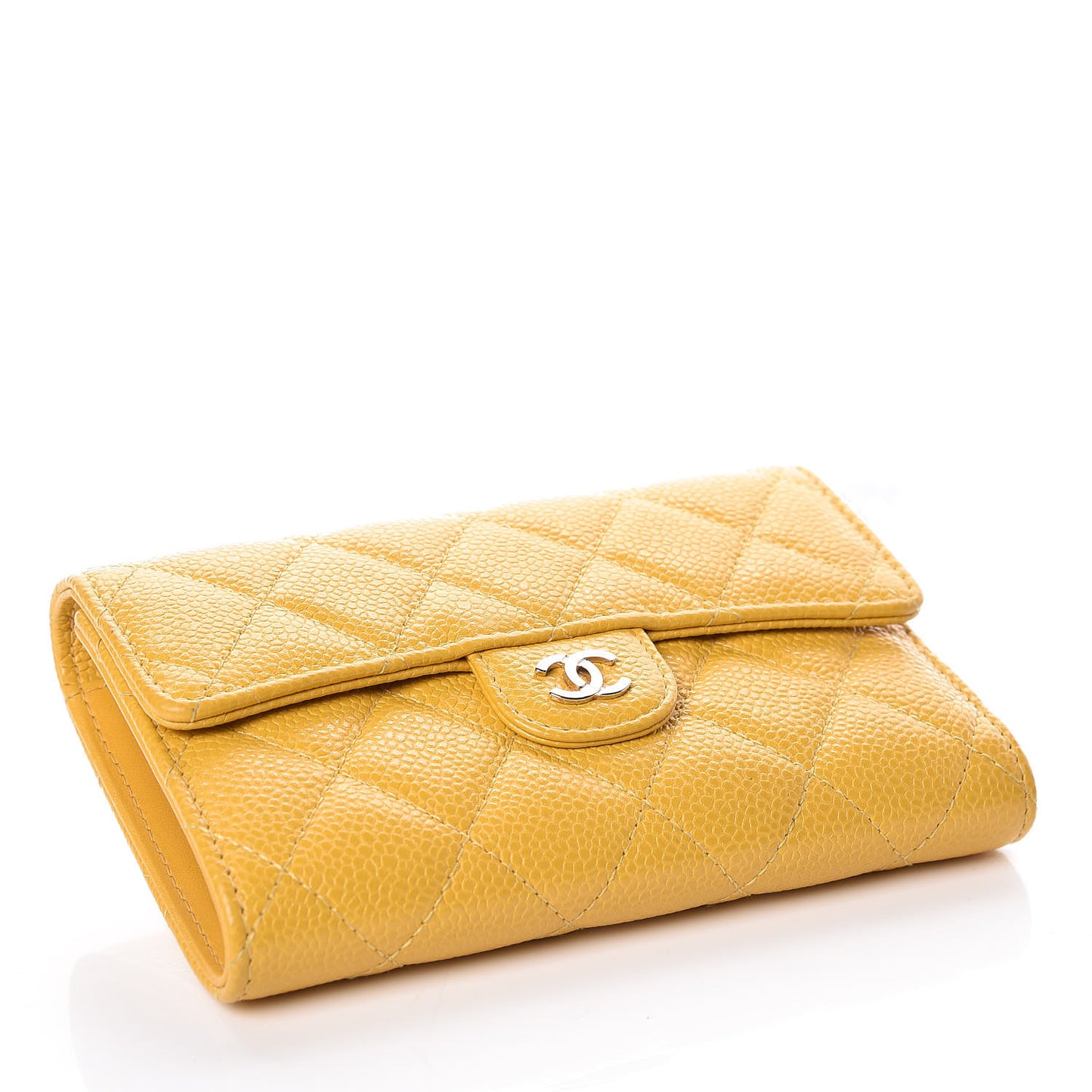 Caviar Quilted Medium Flap Wallet Yellow