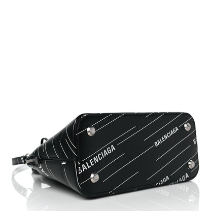 Balenciaga Calfskin Logo Print S Ville Top Handle Bag Black White 4 of 10