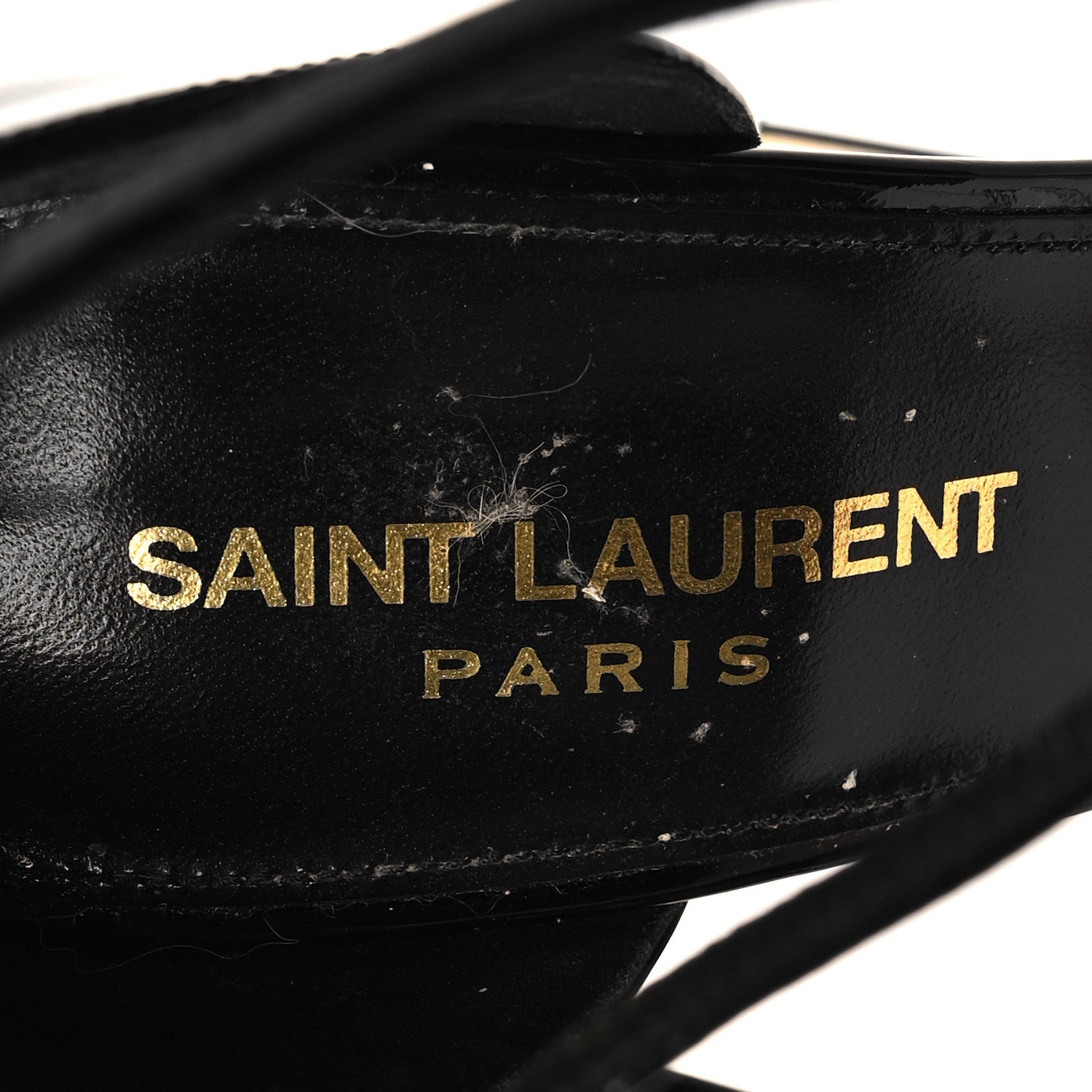 Saint Laurent Patent Calfskin Opyum 110 Sandals 38 Black Gold 8 of 9