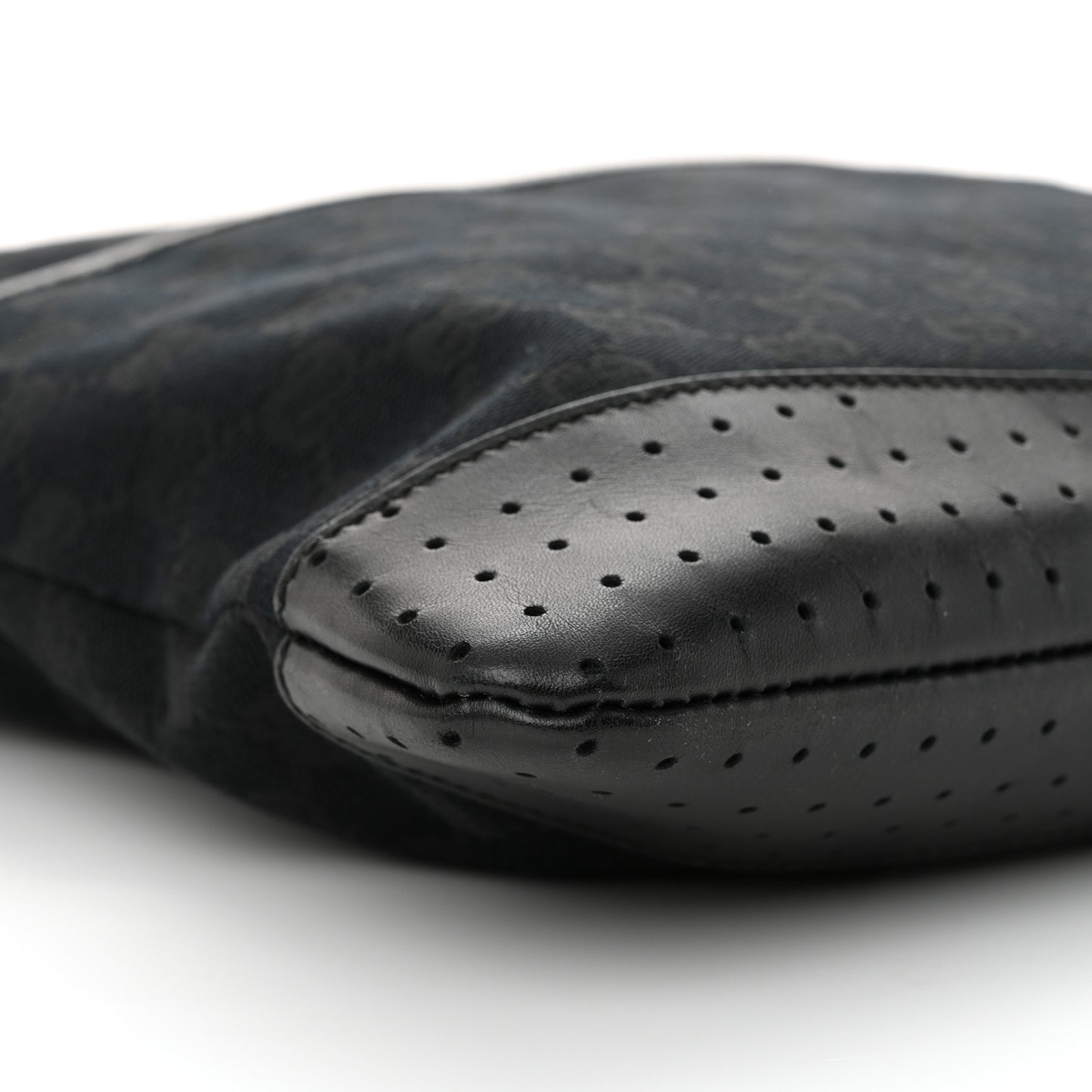 Monogram Calfskin Perforated Medium Flat Messenger Bag Black