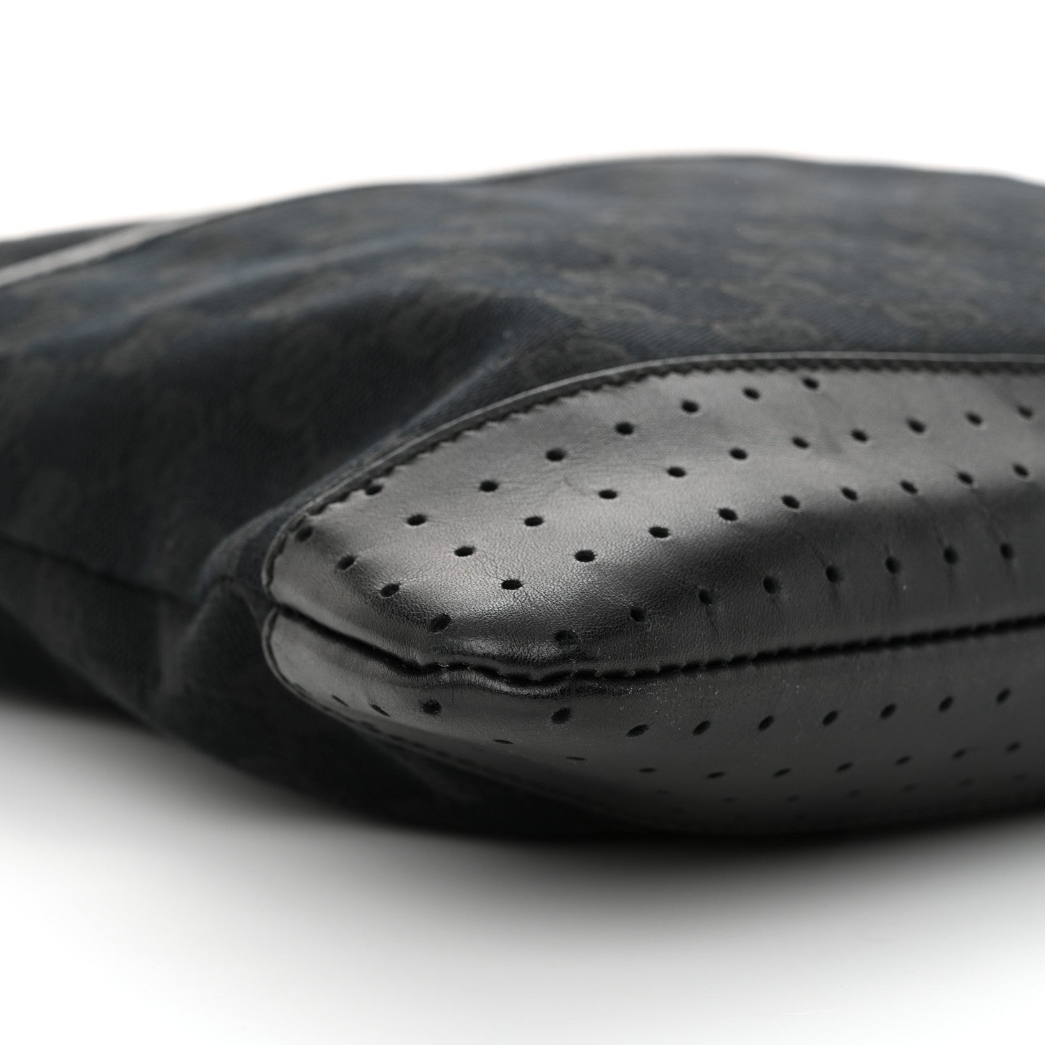 Gucci Monogram Calfskin Perforated Medium Flat Messenger Bag Black 9 of 12