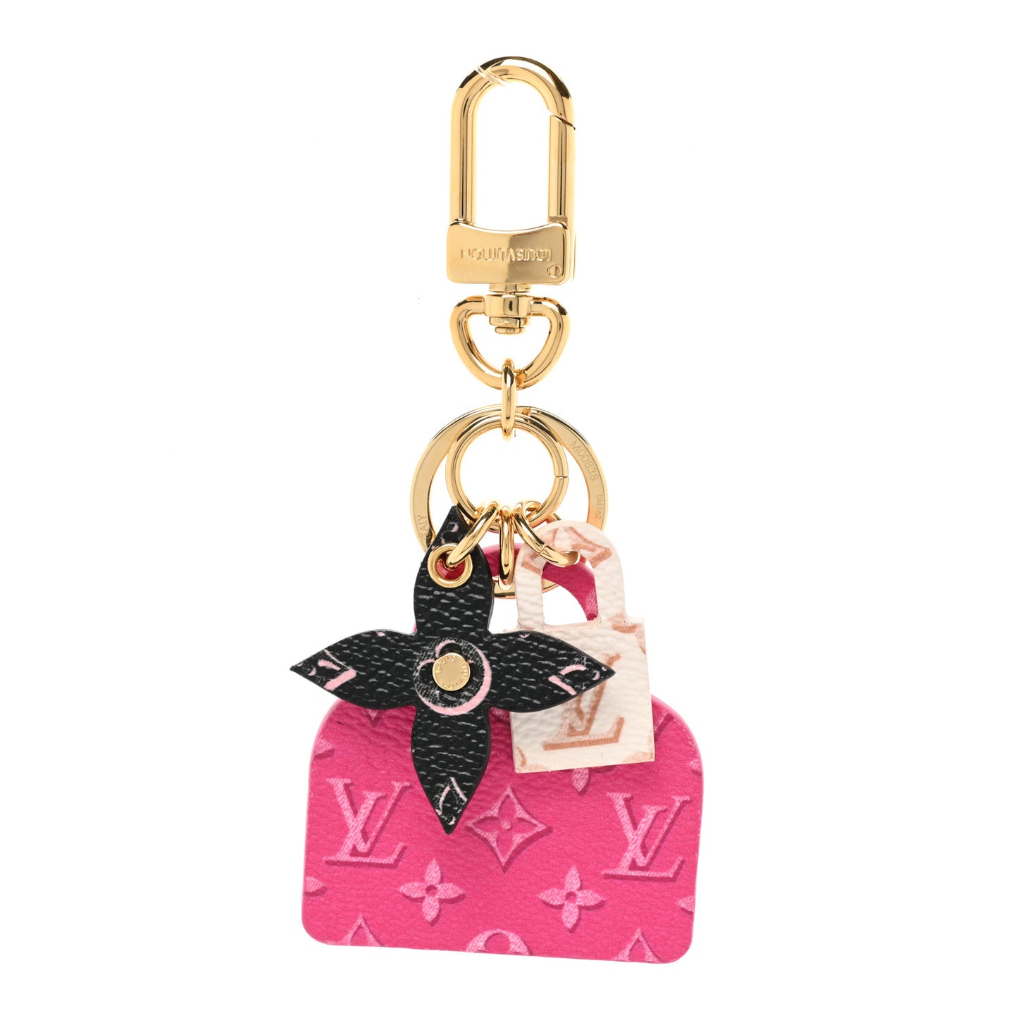 Monogram Alma Bag Charm Key Holder Fuchsia