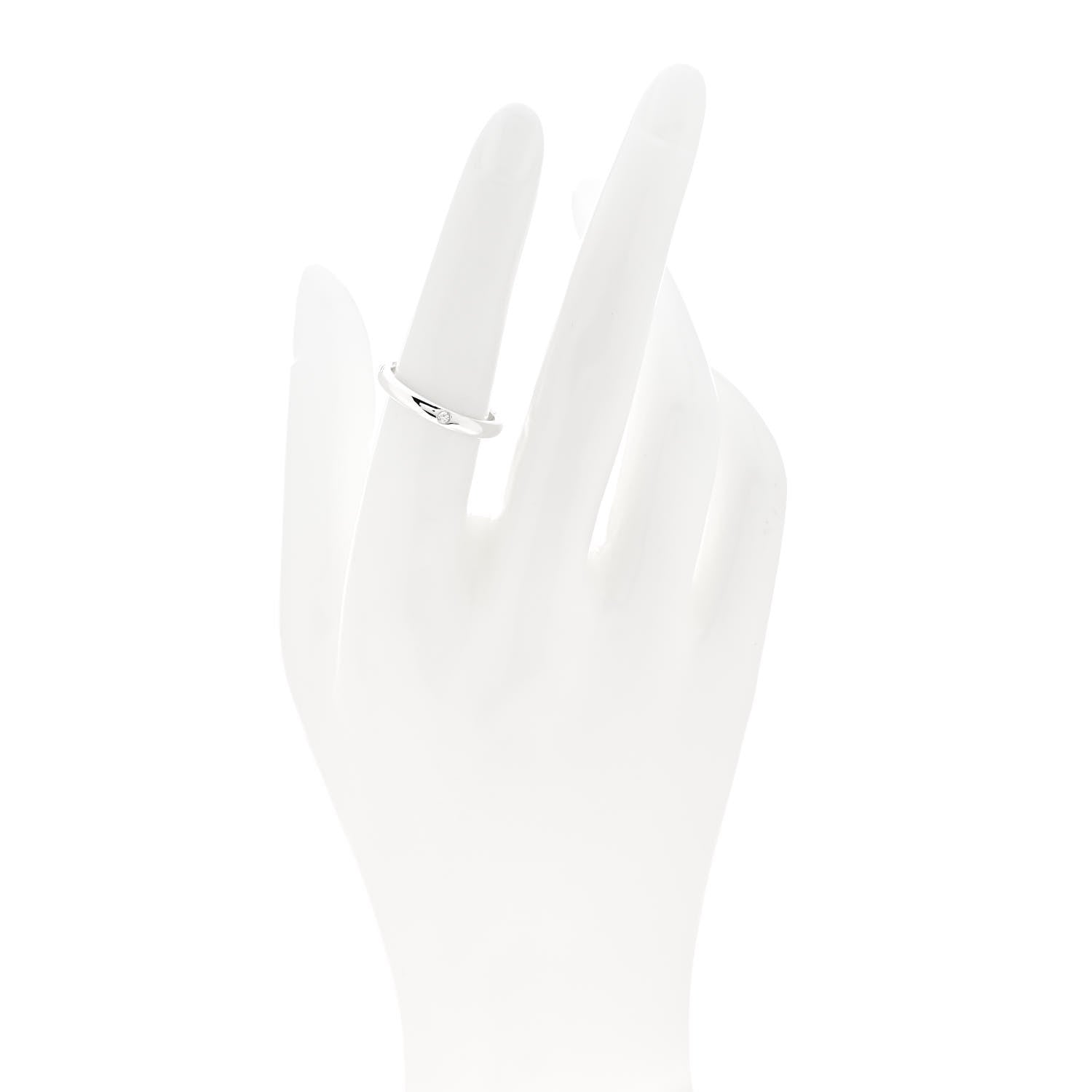 Tiffany Elsa Peretti Sterling Silver Diamond Band Ring 53 6.5 2 of 5