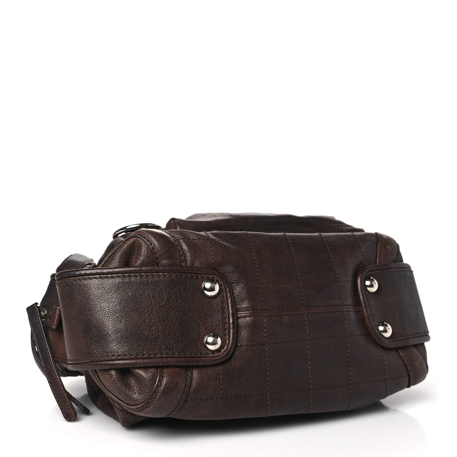 Chanel Calfskin Stitched Outdoor Ligne Bowler Brown 4 of 12