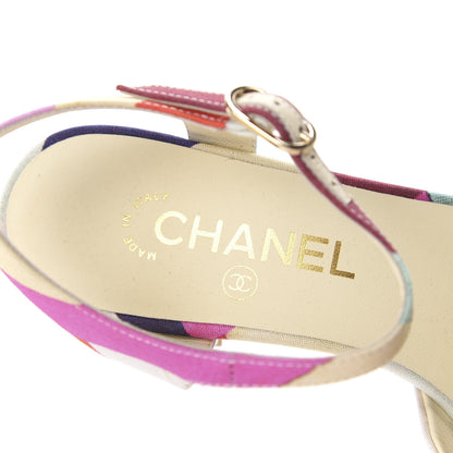 Chanel Fabric Camellia Embossed Sandals 38.5 Multicolor 7 of 8