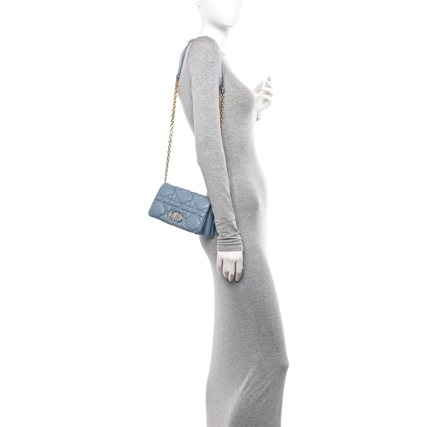 Christian Dior Calfskin Macrocannage Mini Caro Bag Cloud Blue 2 of 11