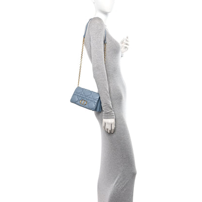 Christian Dior Calfskin Macrocannage Mini Caro Bag Cloud Blue 2 of 11