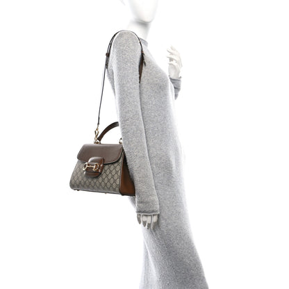 Gucci GG Supreme Monogram Calfskin Medium Horsebit 1955 Top Handle Bag Beige Ebony Brown Sugar 2 of 11