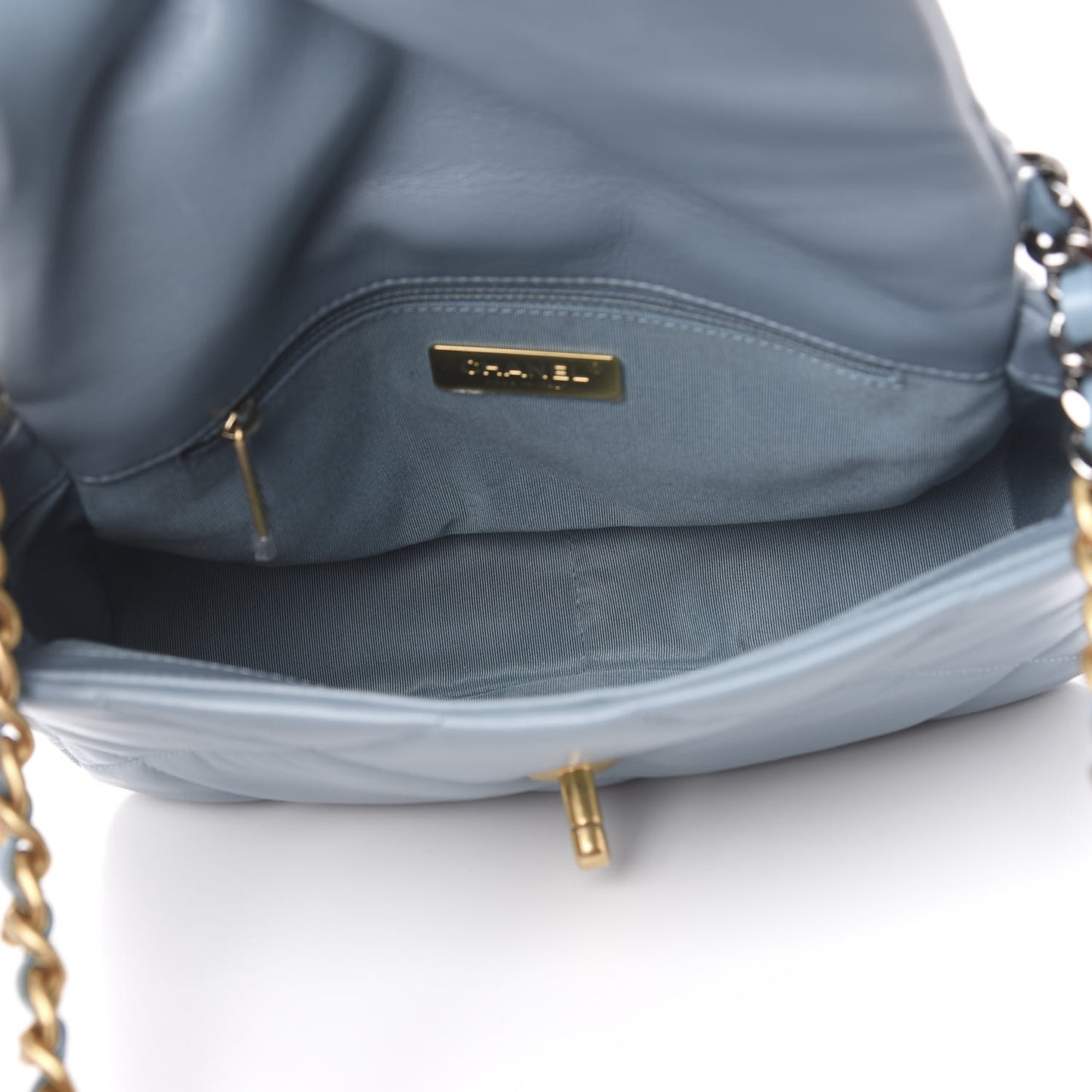 Goatskin Quilted Medium 19 Flap Blue