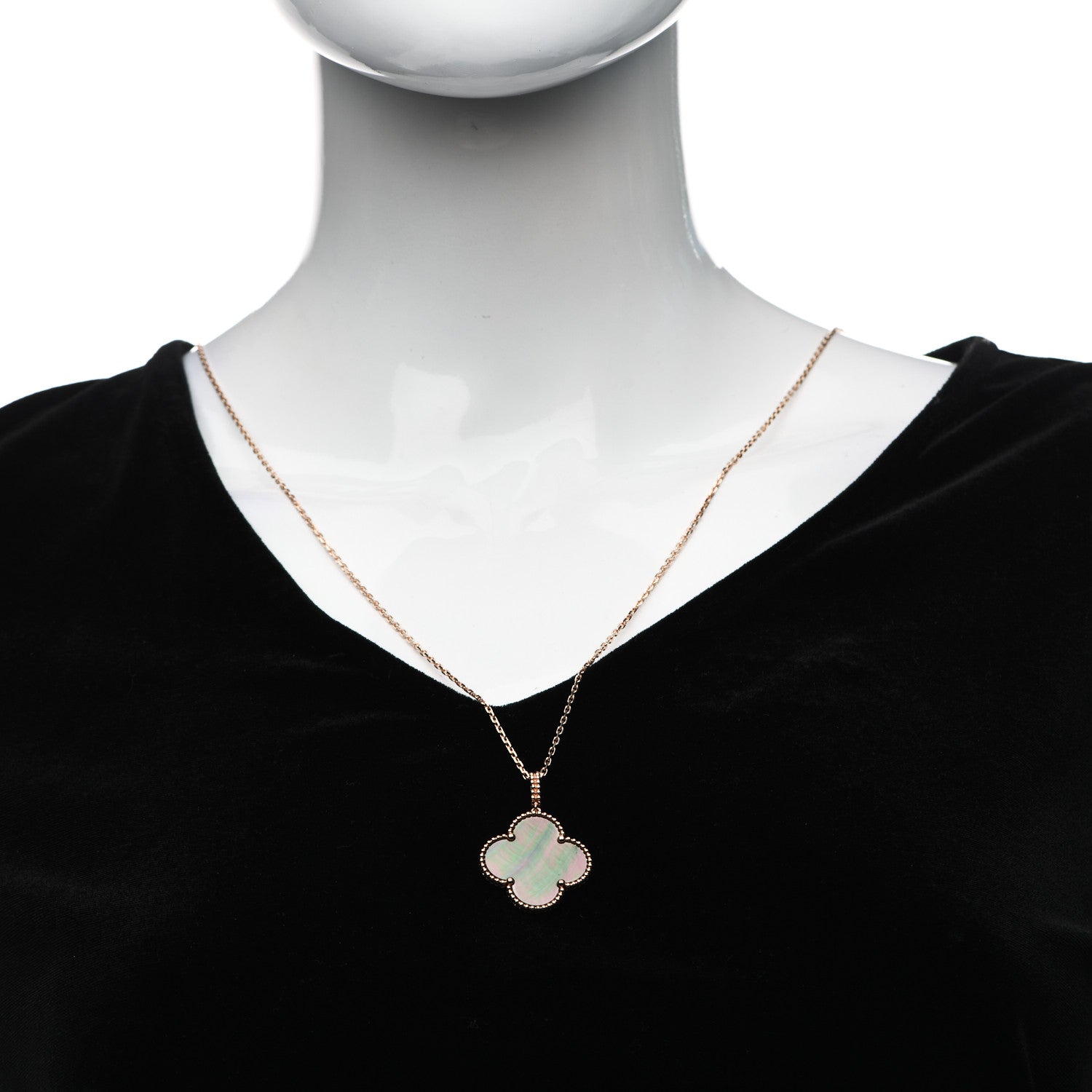 Van Cleef & Arpels 18K Rose Gold Gray Mother of Pearl Magic Alhambra Long Necklace 2 of 6
