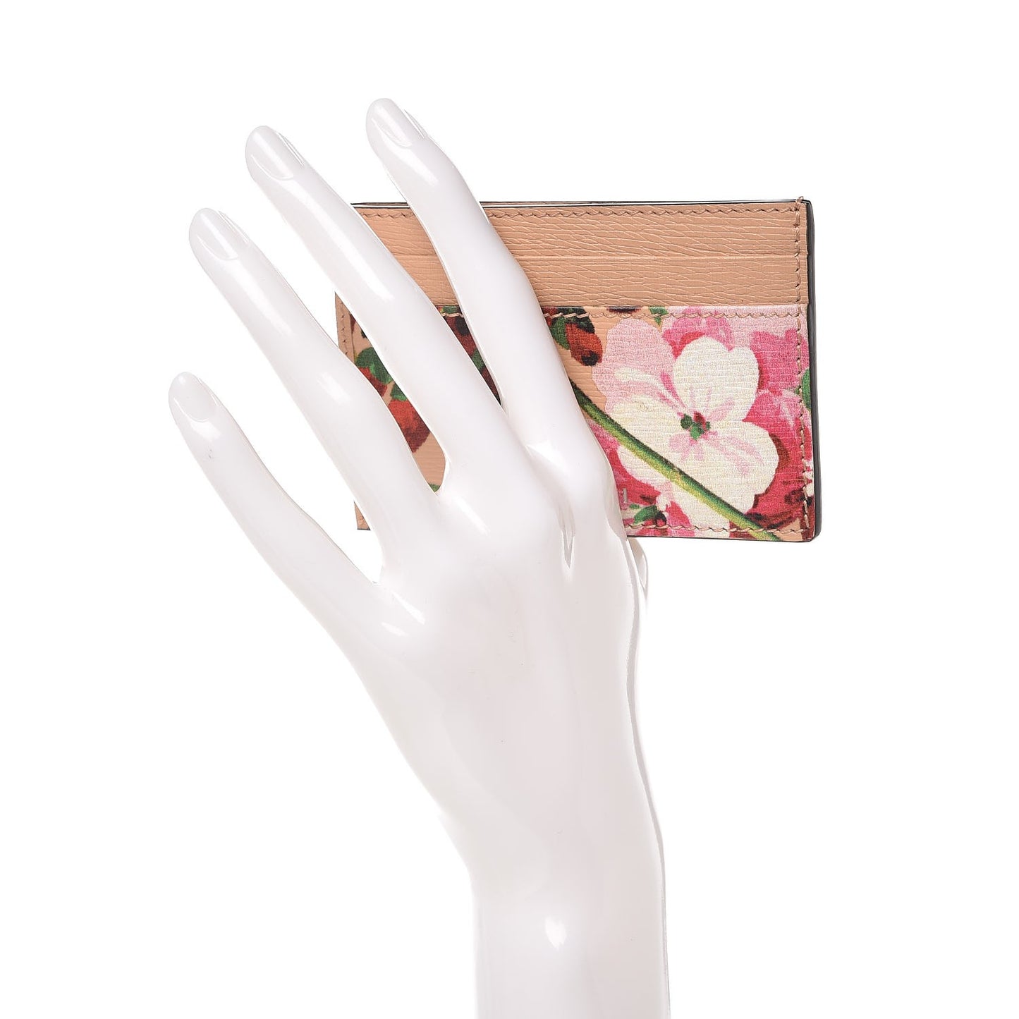 Shangai Calfskin Blooms Print Card Holder Pink Apricot Multicolor