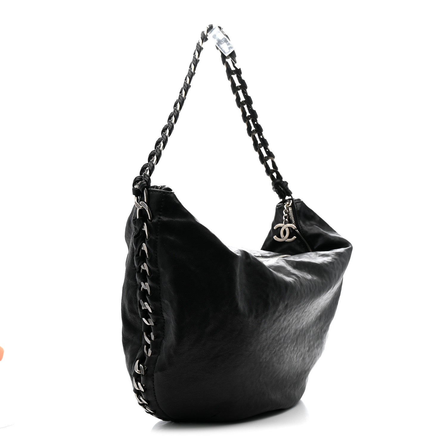 Chanel Calfskin Modern Chain Rhodoid Hobo Black 3 of 12