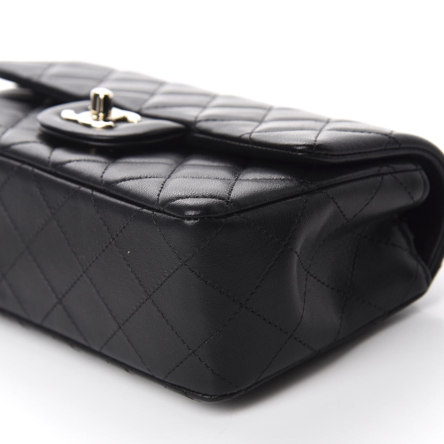 Lambskin Quilted Mini Rectangular Flap Black