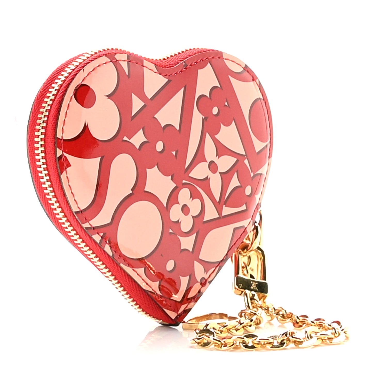 Patent Sweet Monogram Coeur Heart Coin Purse Pomme D'Amour
