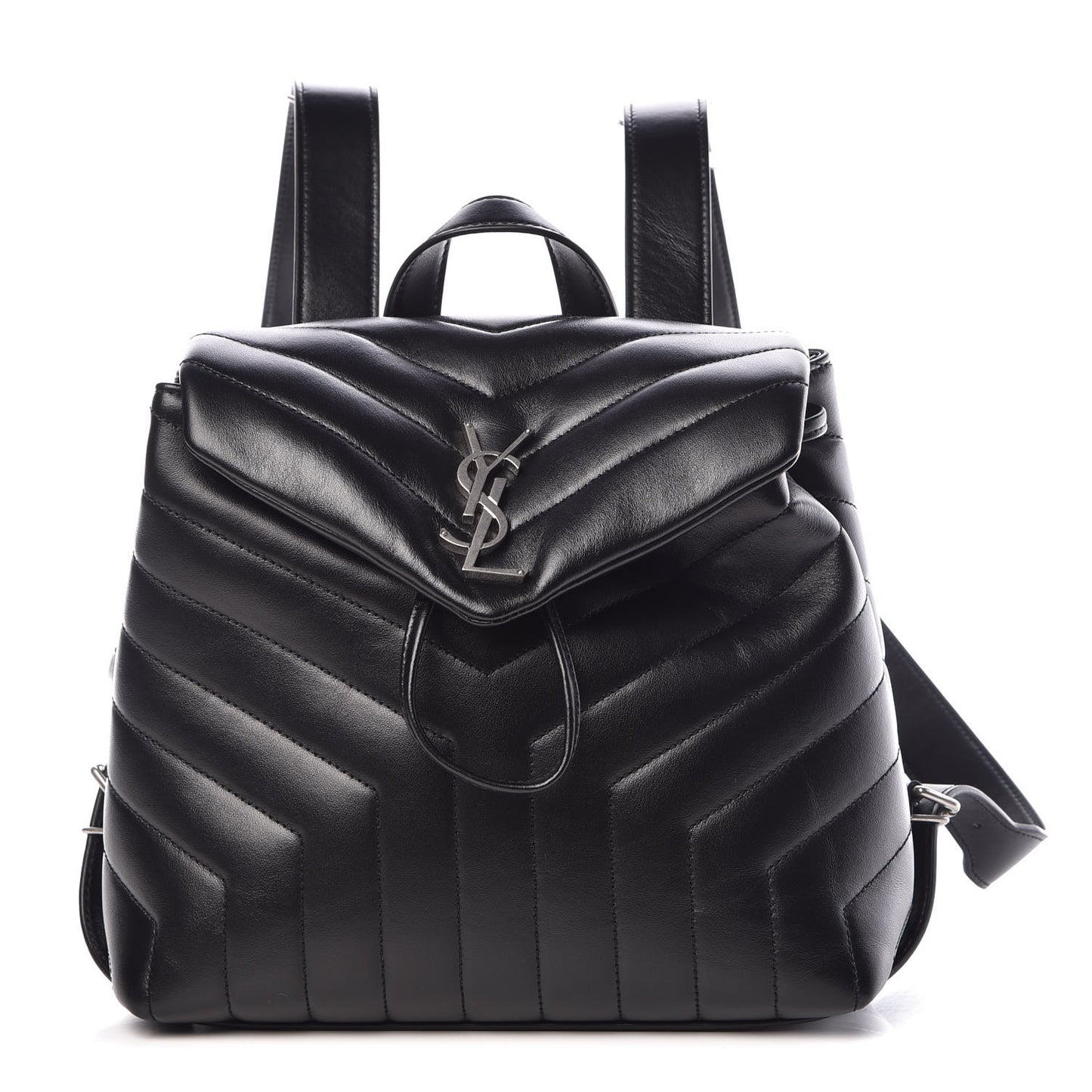 Calfskin Y Quilted Monogram Small Loulou Backpack Black