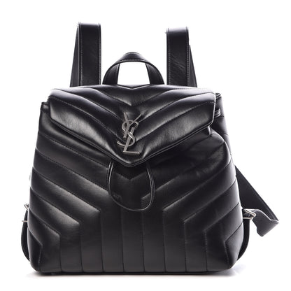 Saint Laurent Calfskin Y Quilted Monogram Small Loulou Backpack Black 1 of 10