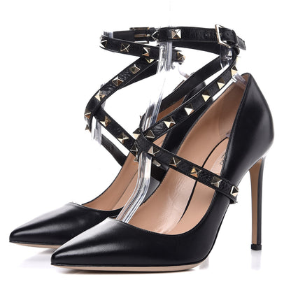 Valentino Garavani Nappa Rockstud Studwrap Strap 105mm Pumps 38.5 Black 3 of 8