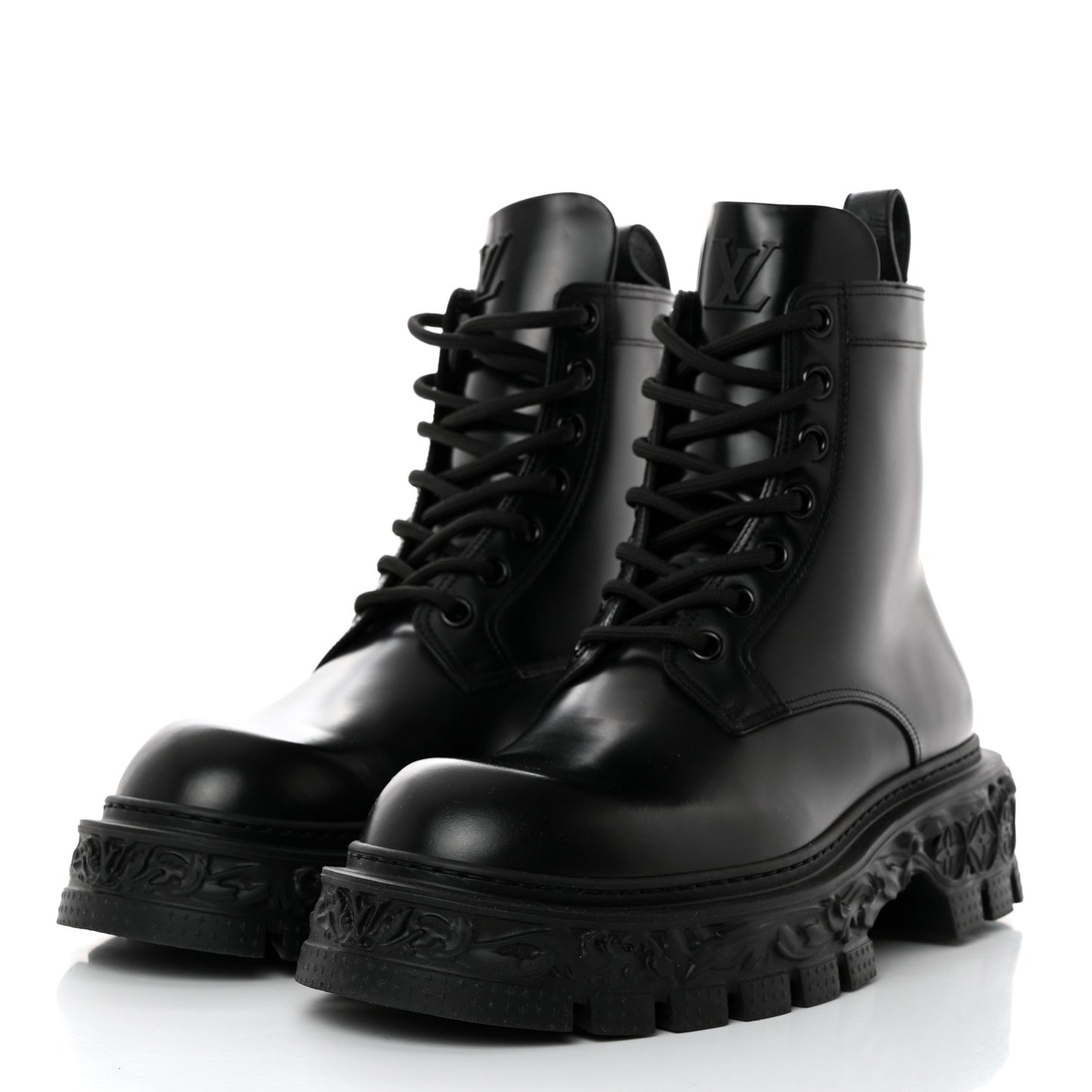 Calfskin Baroque Flat Ranger Boots 11 Black