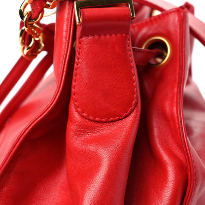 Chanel Lambskin CC Drawstring Shoulder Bag Red 17 of 22