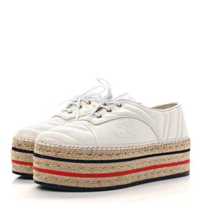 Gucci Nappa Matelasse GG Pilar Flatform Lace-Up Espadrilles 39 Great White 3 of 9