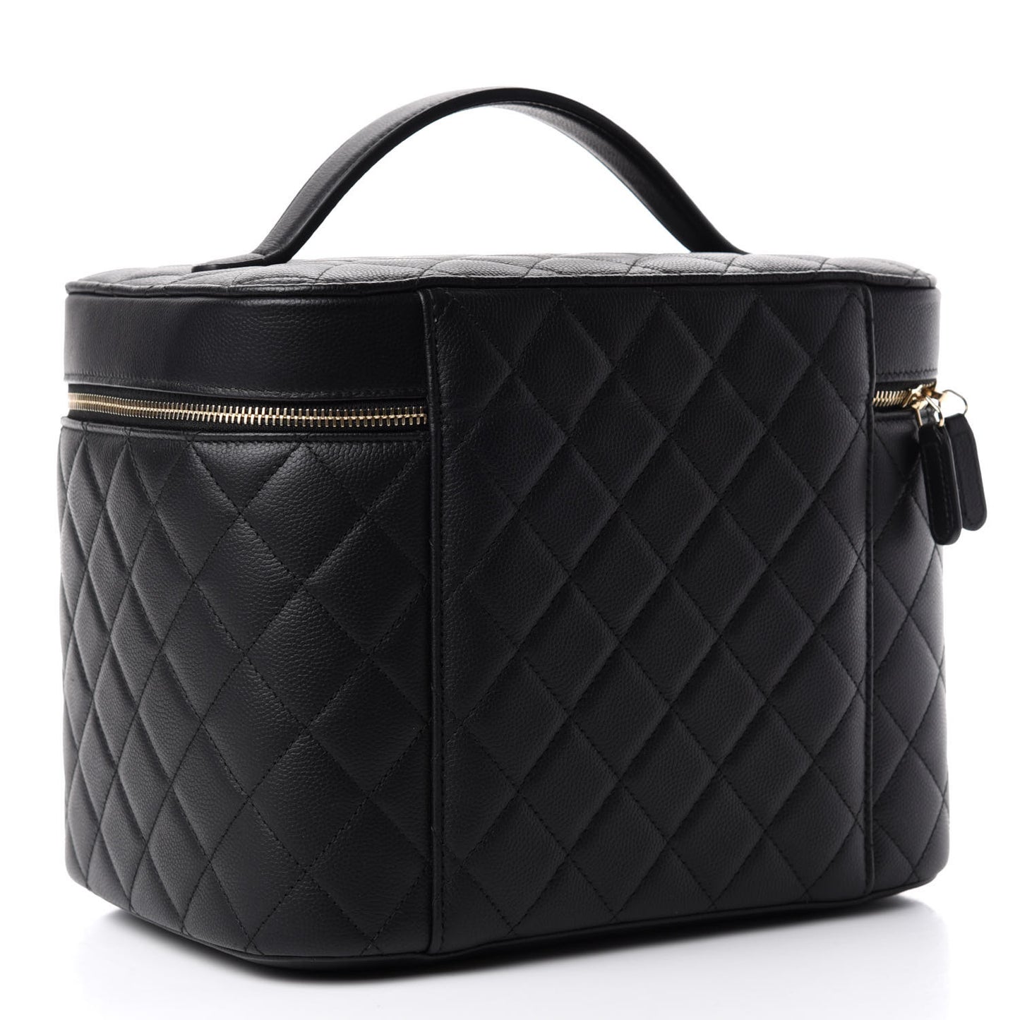 Caviar Quilted Large Vanity Pouch Black