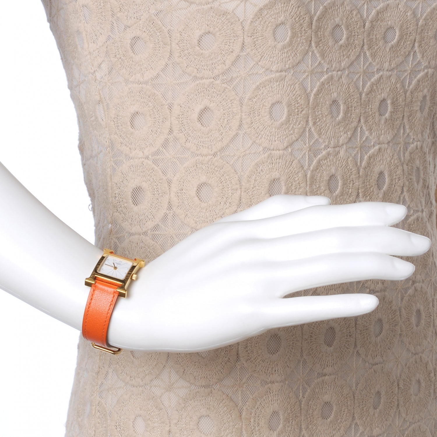 Hermes Stainless Steel Swift 21mm Heure H Hour Quartz Watch Orange 2 of 7