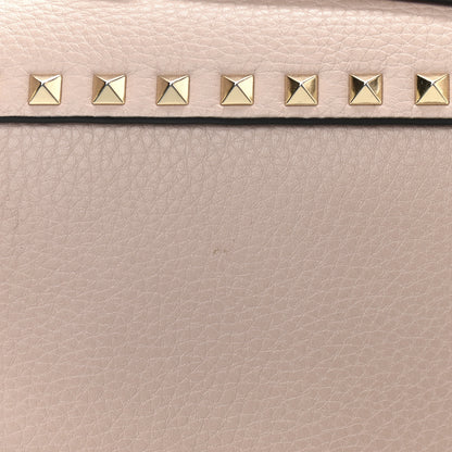 Valentino Garavani Pebbled Calfskin Small Rockstud Single Handle Flap Bag Poudre 12 of 14