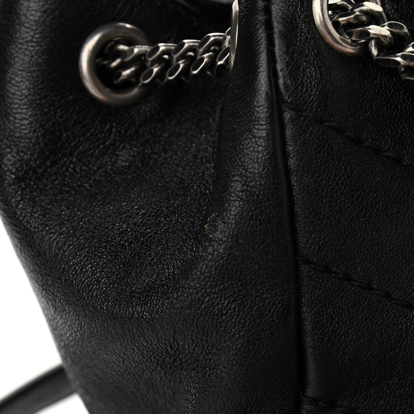 Pebbled Lambskin Chevron Monogram Small Nolita Black