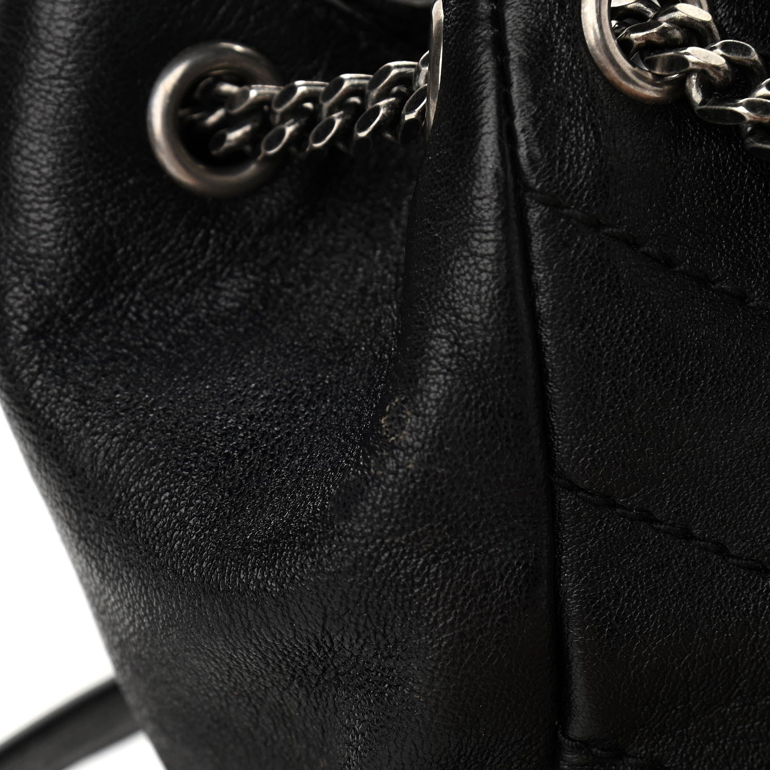 Saint Laurent Pebbled Lambskin Chevron Monogram Small Nolita Black 10 of 12