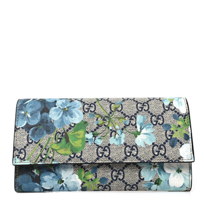 Gucci GG Supreme Monogram Blooms Continental Wallet Blue 1 of 8