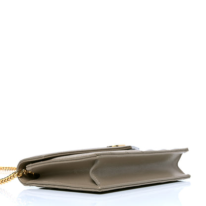 Saint Laurent Grain De Poudre Matelasse Chevron Monogram Envelope Chain Wallet Taupe Sable 3 of 4